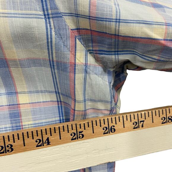 Faconnable Plaid Blue Short Sleeves Button Down Shirt Mens XL - Picture 5 of 8